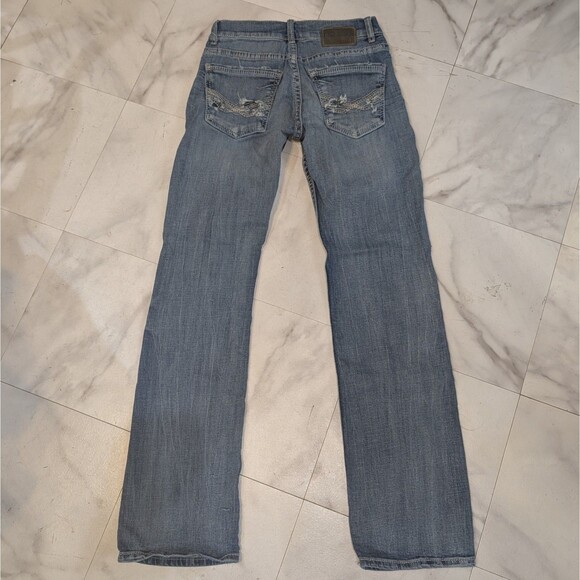 BKE Aiden Bootcut Jeans Mens Sz 29x34 Distressed Med Wash Cotton Blend RN #75720 - Picture 2 of 12